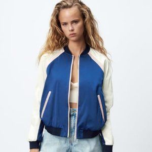NWT ZARA Sateen Lightweight Bomber Jacket Size XL XLarge